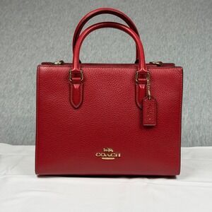 Coach Brooke Carryall 28 Red Pebble Leather Satchel Handbag CY555 NEW